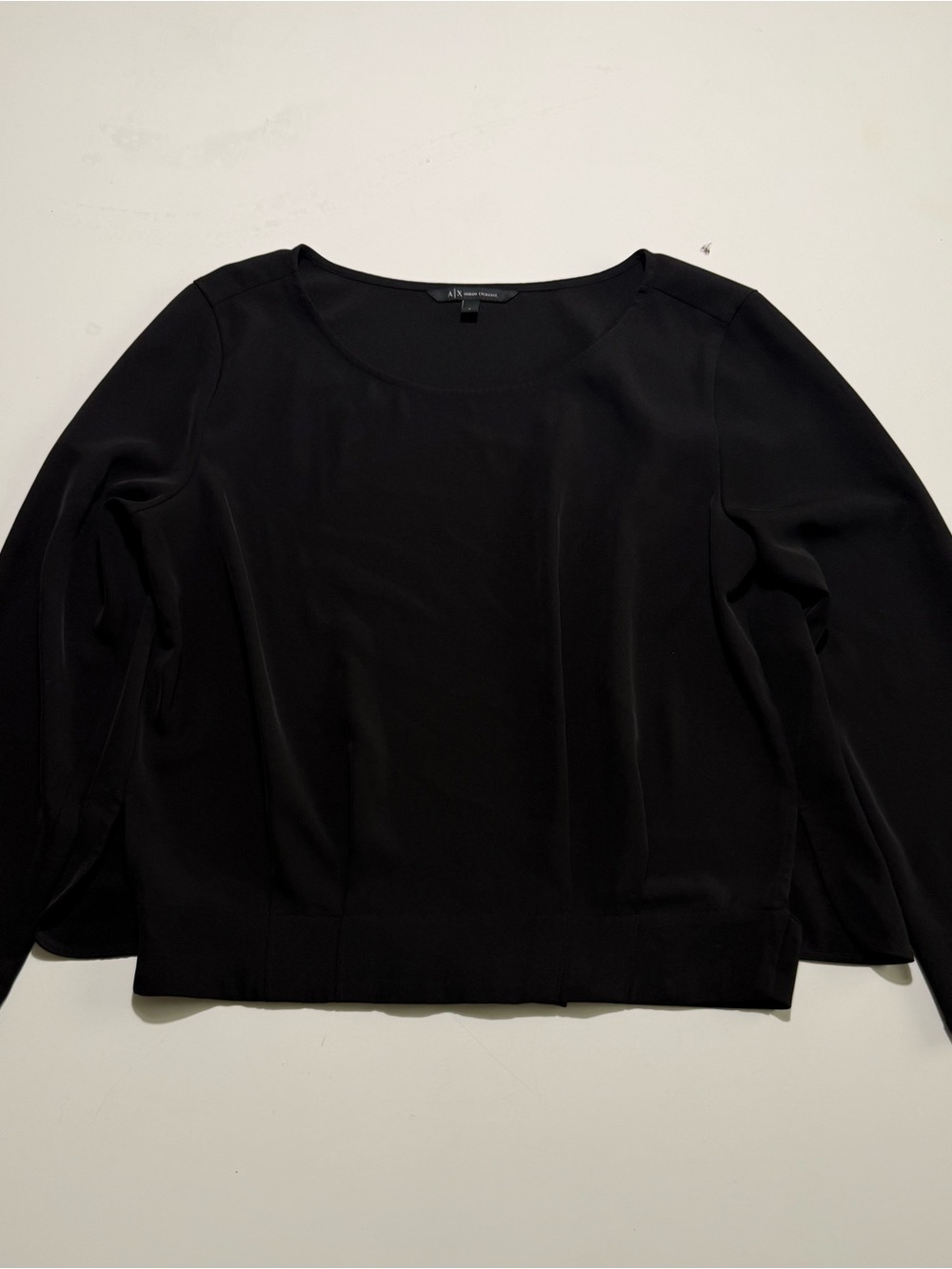 Armani Exchange Black Scoop Neck Long-Sleeve Top